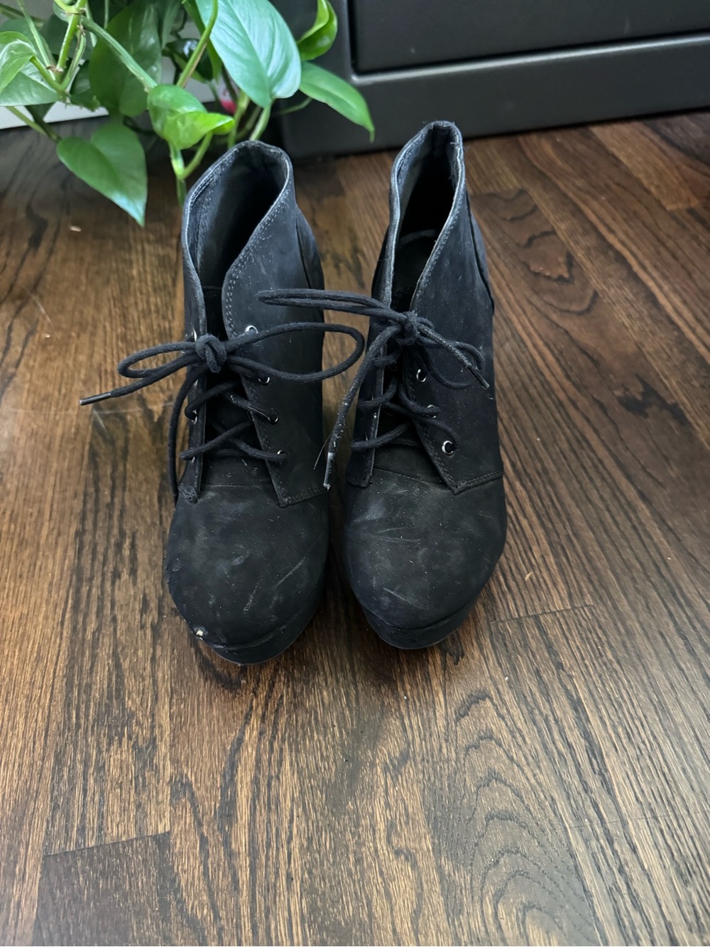 Black Lace-Up Ankle Booties - Women